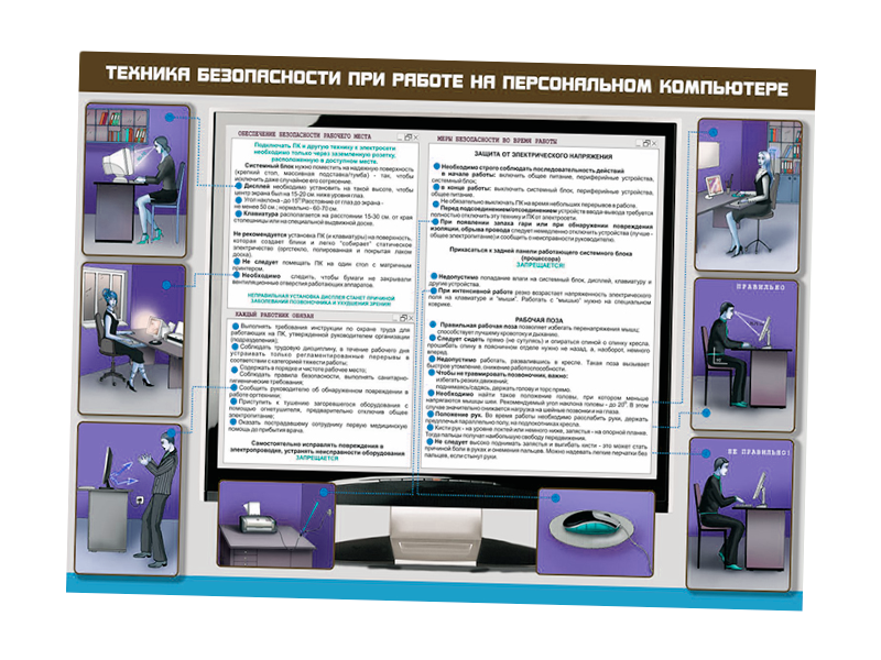 Информационный стенд "Техника безопасности при работе на компьютере"